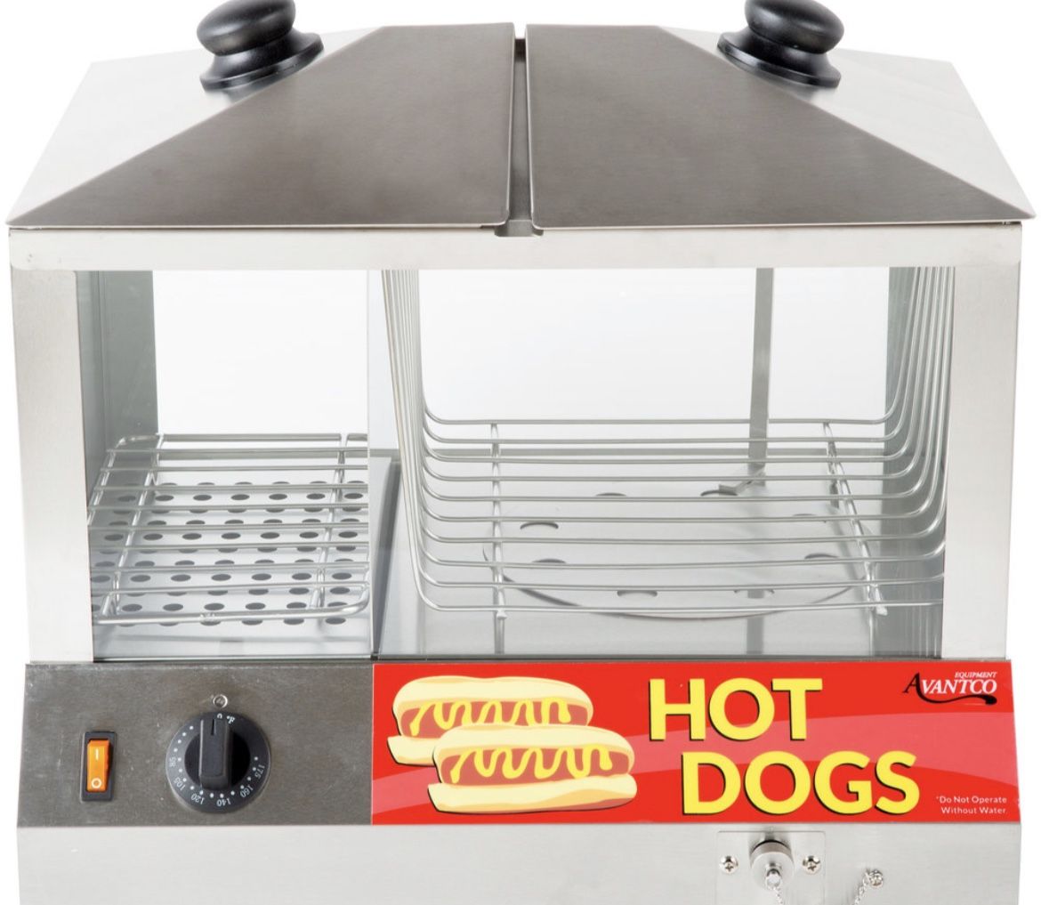 Avantco HDS-100 100 Dog / 48 Bun Hot Dog Steamer / Merchandiser - 120V, 1300W