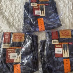 Levi's Jean Cargo Shorts Camouflage Blue Size 12 Youth