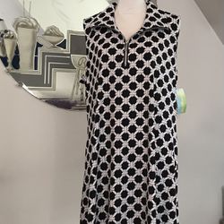 NWT Anthony's of Florida Resort Wear Zip front tunic dress 1x Black & White