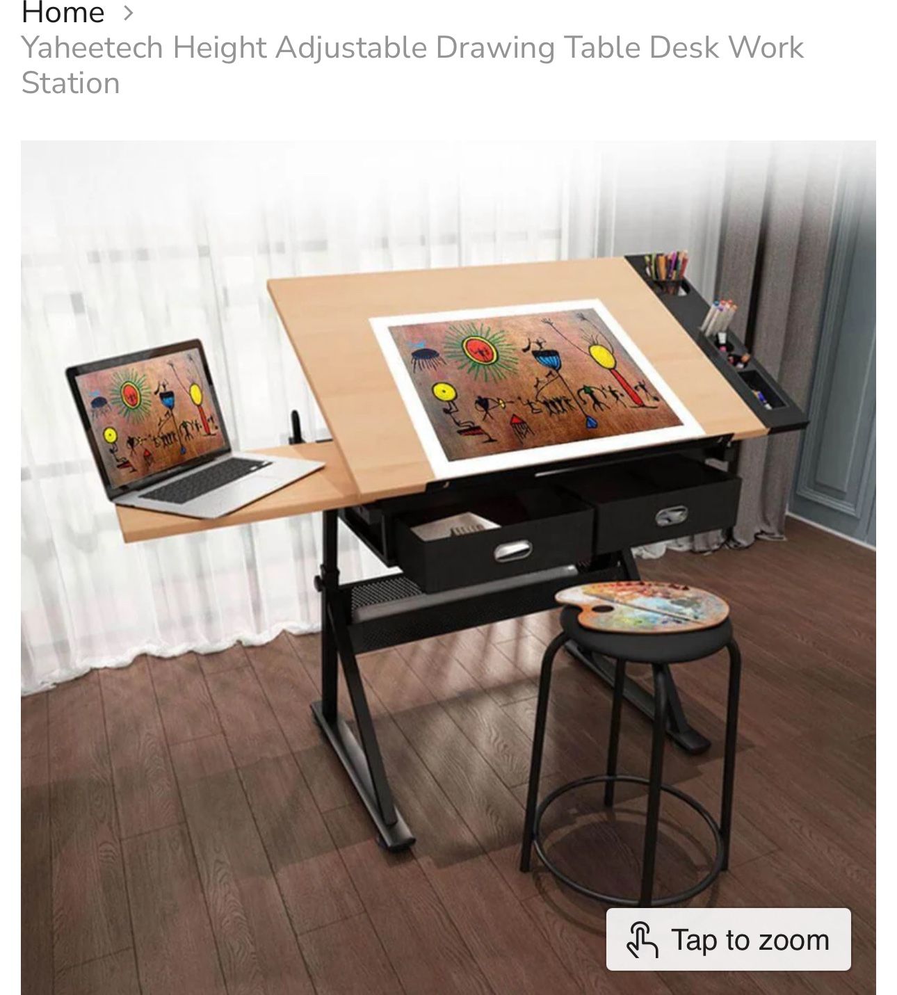 Height Adjustable Drawing Table Desk Work Station