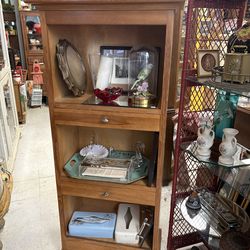 Vintage Wood Display Shelf with Drawes