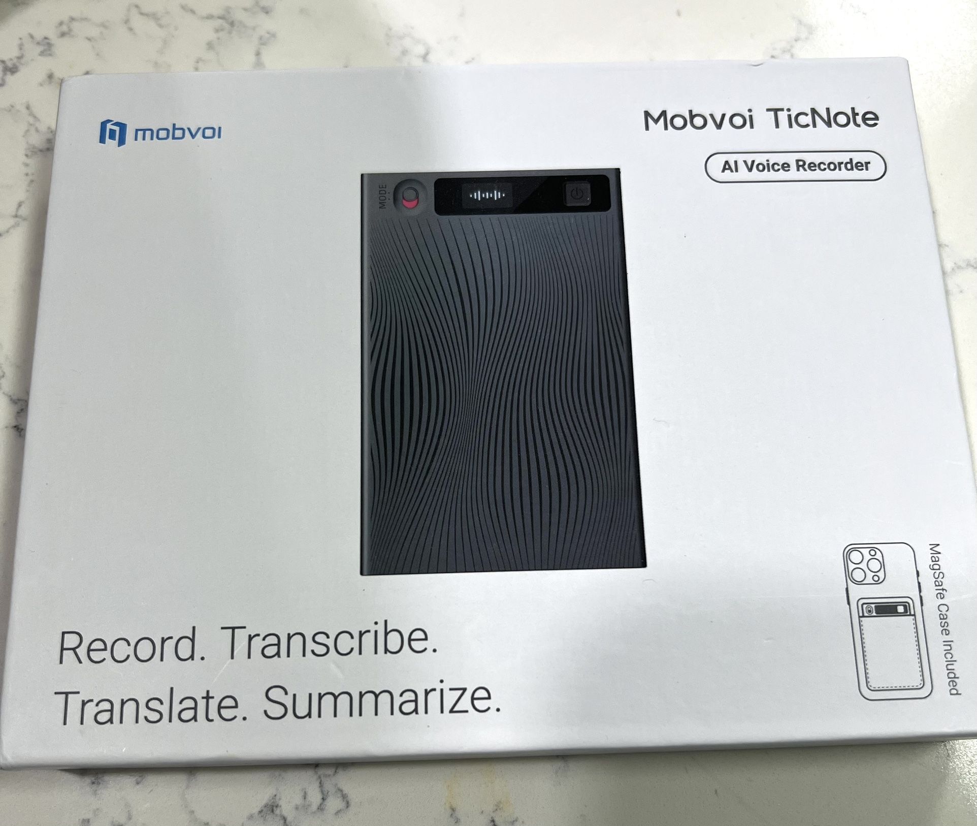 Mobvoi TicNote AI Voice Recorder 64GB Memory Note Recorder w/Case App Control 120+ Languages Transcribe Summarize with AI Shadow Digital Audio Recorde