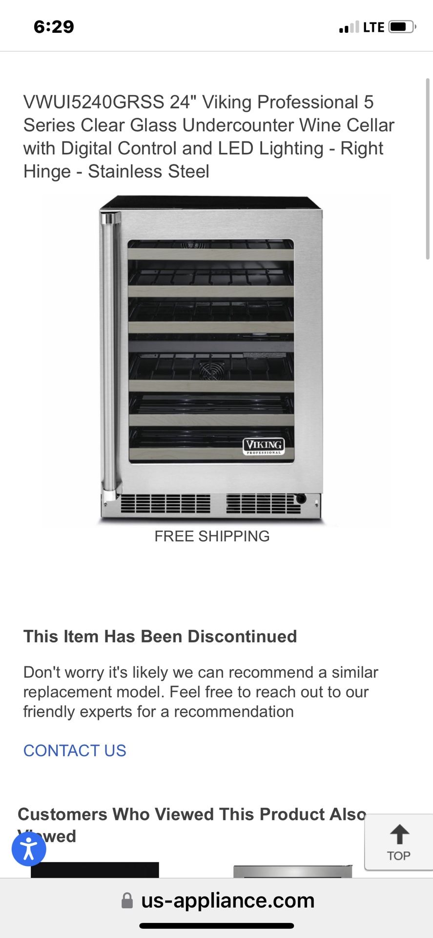 NEW NEVER USED VIKING PROFESSIONAL 24” WINE COOLER INCLUDING A 3 Year