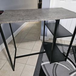 Grey BarTop Kitchen Table with 2 Barstools