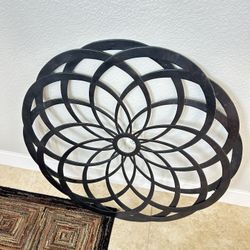 This is a wooden sacred geometry wall decor, specifically a Flower of Life or Lotus of Life design. 