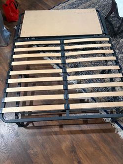 Metal Bed Frame with Wood Slats