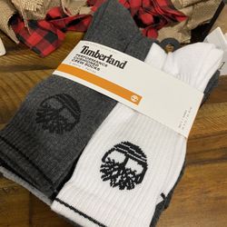 Timberland 5 Pair Mens  Performance Cushioned Crew Socks Gray/White/Black Size 6-12