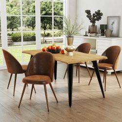Lancelot 5 Piece Oak Dining Table Set with 4 Haven Upholstered Chairs