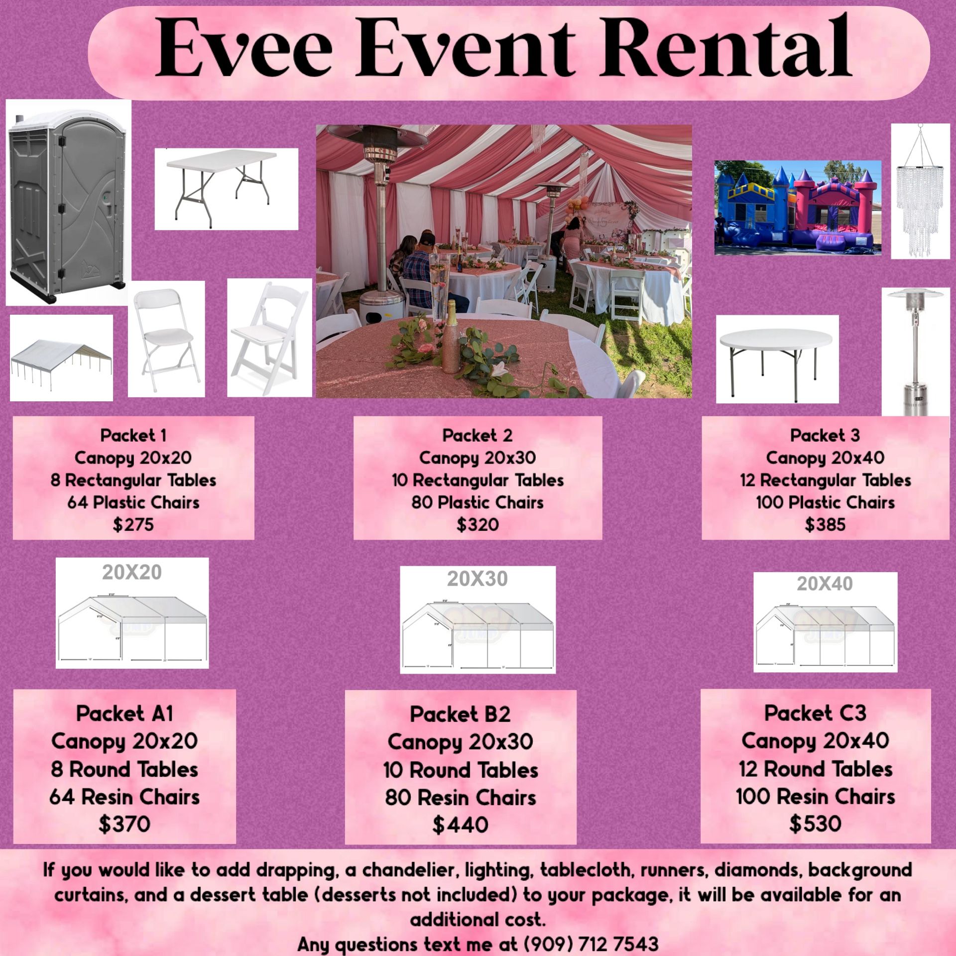 Tables Chairs Canopies Heaters Jumpers Portable Rest