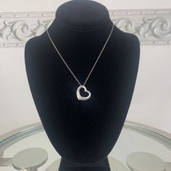 Tiffany & Co. Elsa Peretti Small Open Heart Pendant with Diamond Pre-Owned