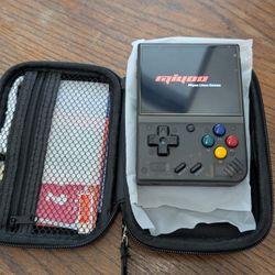 Miyoo Mini Plus Transparent Black RTC Retro Gaming Handheld with Carrying Case and Accessories