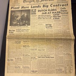 1941 Oregon Journal Newspaper WWII Dutch Fliers Nazis Portland May 10