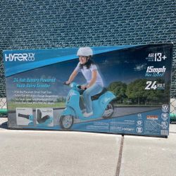 Hyper 24V Retro Electric Scooter, Children Ages 13+, up to 14 MPH, Blue