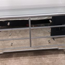 Mirrored 6-Drawer Dresser & 1x Night stand set