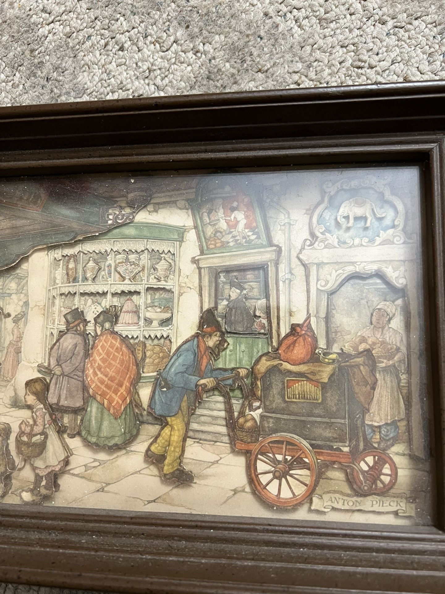 Estate Piece Anton Pieck Art In Heavy Shadow Box