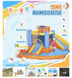 280 Outsunny 5-in-1 Kids Bounce House Inflatable Water Slide Jump Castle