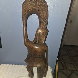 Hand Carved Wooden Aztec Figure