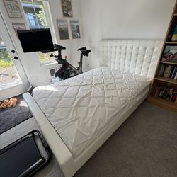 White Leather Bed Frame