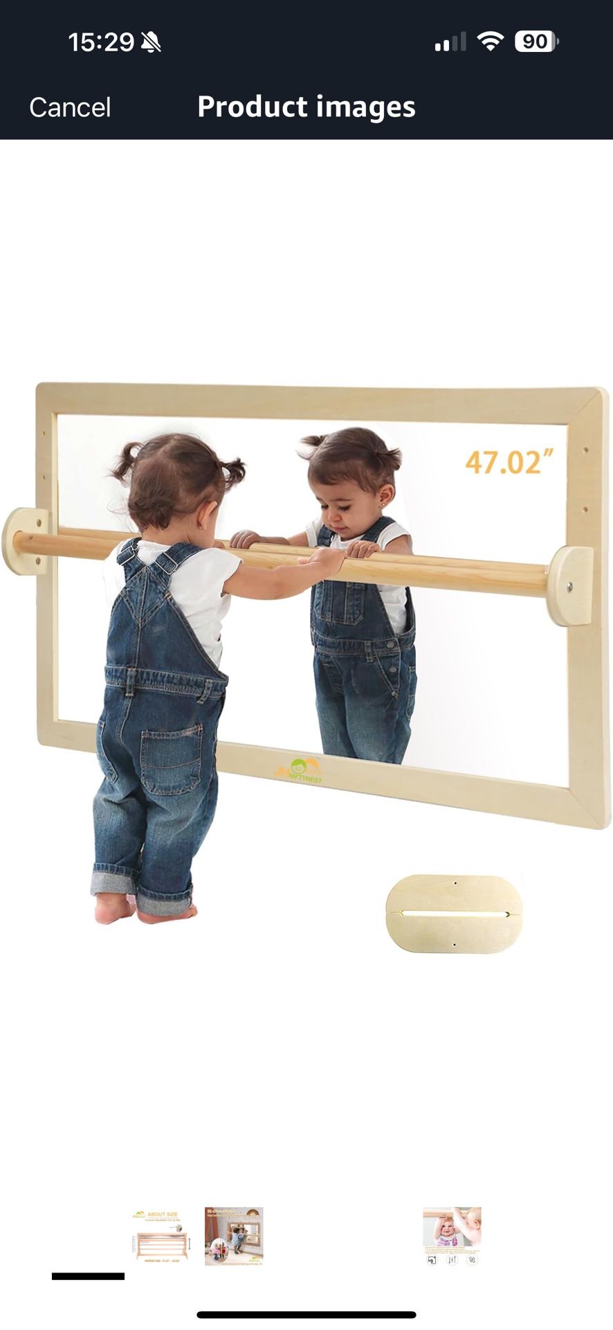 Infant Coordination Mirror Montessori Safety Pull up Bar Baby Mirror Acrylic Non-Glass