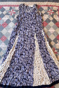 Vintage Olivia 90s Tiered Floral Blue Dress Mixed Print Maxi Cottagecore Women’s