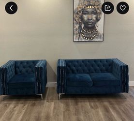 $600 for both in great condition like new blue suede couches 2 piece