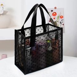 Mesh Tote - Black Hearts-  3 Available 