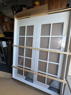MMI DOOR 60 in. x 80 in. Both Active Primed MDF Glass 10-Lite Clear True Divided Prehung Interior French Door