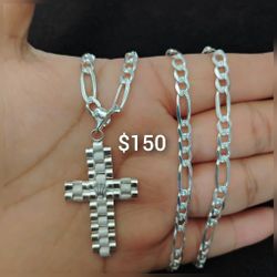 925 Sterling Silver Chain With The Pendant/Cadena Con Dije  De Plata 925