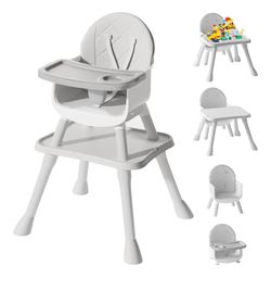 Baby High Chair, Convertible Highchair for Babies and Toddlers (Grey)