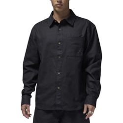Air Jordan Essentials Button Down Shirt Mens Large Black Long Sleeve NWT