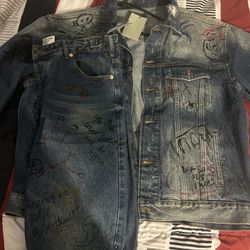 Balenciaga denim jacket and pants