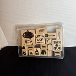 Vintage Stampin Up 1998 Outdoor BBQ. 17 Stamps. Open Box Unused.