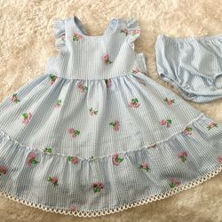 Girl Toddler Floral Blue Dress (18m) 
