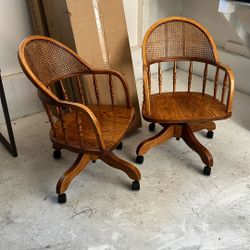 Two Free Wood Rolling Chairs 