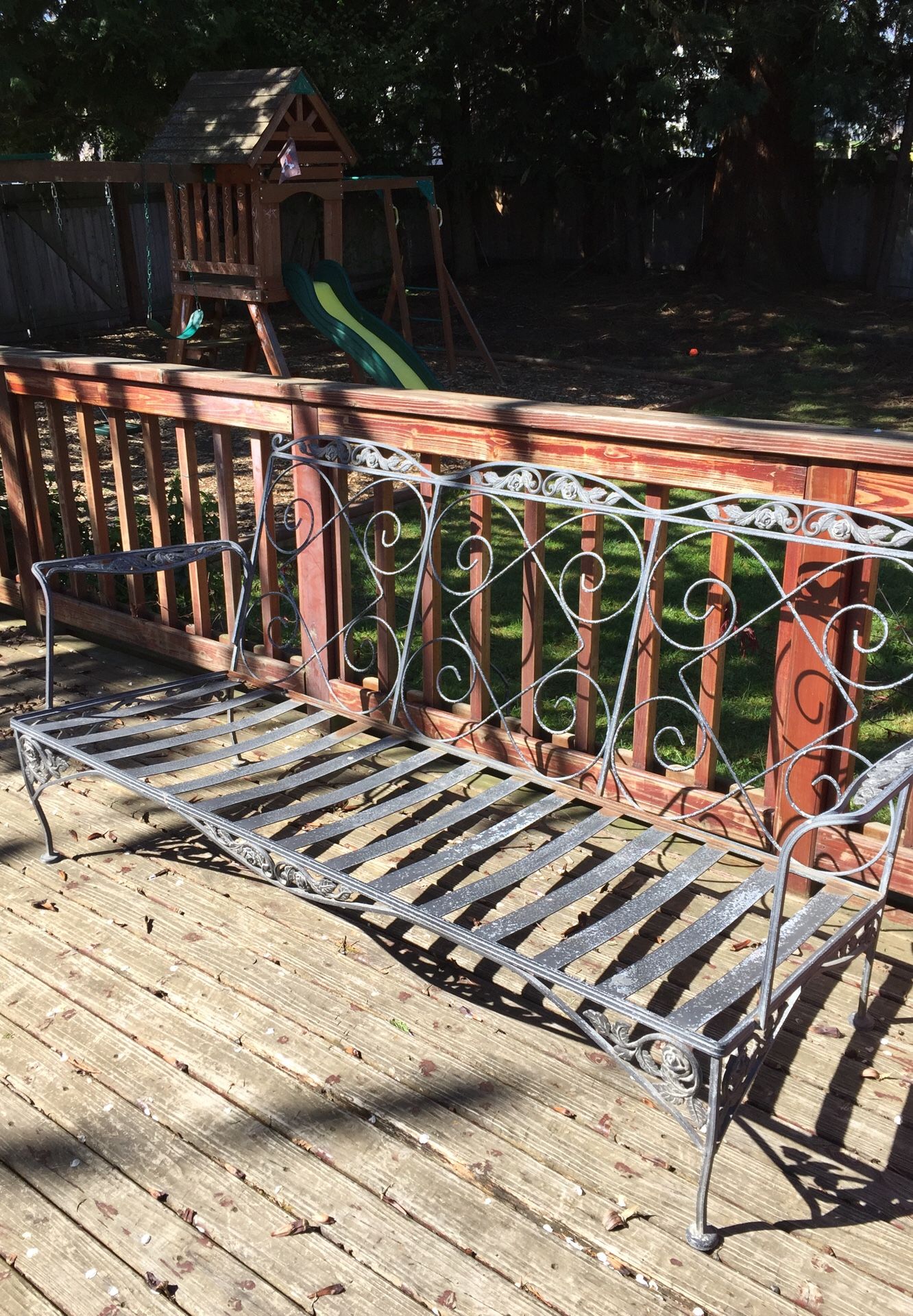 Wrought iron patio furniture bench