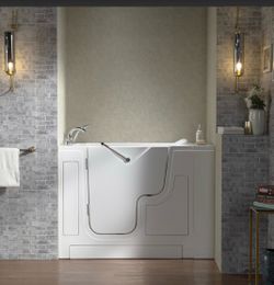 WB-5229-L/R，52"x29" Walk-In Bathtub for Seniors, Wheelchair Accessible, Quick Fill & Drain, Dual Hydrotherapy with 6 Whirlpool & 10 Air Jets, Includes