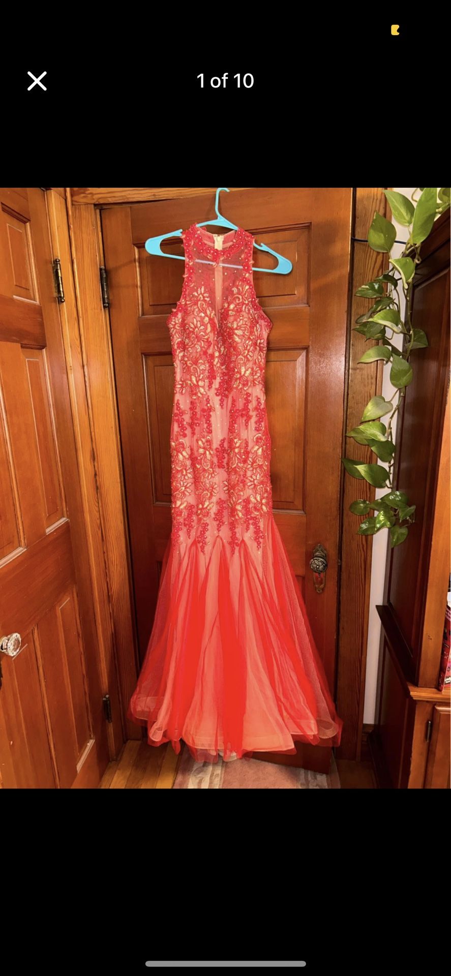 Panoply Brand Red Tulle Mermaid Flare Prom Formal Dress Size 4