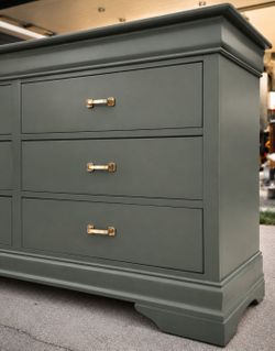 Deep Olive Green Double Dresser | 61” Wide
