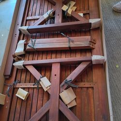 New in box mahogany outdoor dining table