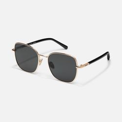 Quay Sunglasses Gold Frame Dark Lenses with case oversized