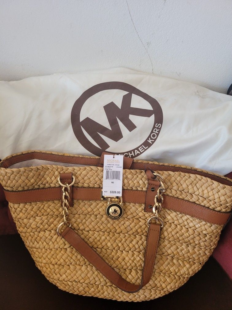 Michael Kors Hamilton Straw Purse