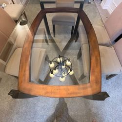 Glass Top Solid Wood Macys Dining Table And Chairs