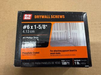 GRIP RITE  DRYWALL SCREWS #6 x 1-5/8 in. #2 Phillips Bugle Head
