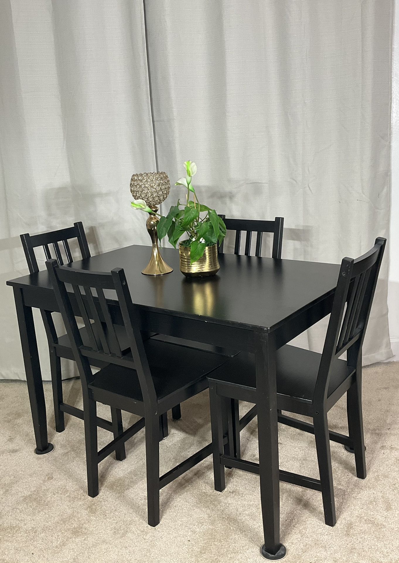 Black Compact Kitchen Dining Table & 4 Chairs PERFECT FOR SMALL PLACE 