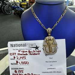 10kt Figaro Necklace And Pharaoh Pendant 