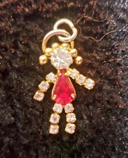 Vintage Little Rhinestone And Ruby Angel Girl Charm
