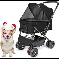 Medium Dog Stroller 50lb - Pets Stroller for Medium Dogs with Reversible Handlebar, 360 Fron