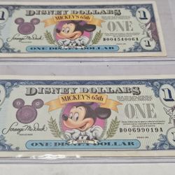 1993 Disney Collectable Dollars ( 2 Uncerculated)