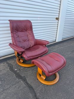 Leather Stressless Recliner and Ottoman  by Ekornes