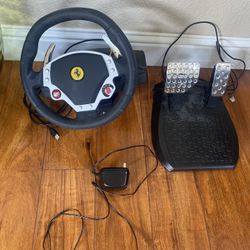 playstation 3 PS3 thrust master ferrari Racing wheel and pedals 